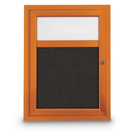 United Visual Products Slim Enclosed Corkboard, 30"x30", White Alum Frame/Dark Spruce UVEB3030-WHITE-DRKSPR